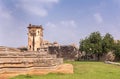 Base of Queens Palace and watch tower at Zanana Enclosure, Hampi, Karnataka, India