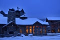 Base ski lodge in Stowe, VT at night