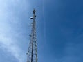 A base station in radio communications (mobile communications tower)