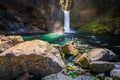 At the Base of Toketee Falls, North Umpqua River, Oregon Royalty Free Stock Photo
