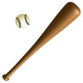 Basebal bat and ball