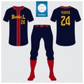 Baseball uniform, sport jersey, t-shirt sport, short, sock template. Baseball t-shirt mock up.