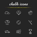 Baseball accessories chalk icons set Royalty Free Stock Photo