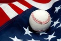 A baseball on the American flag Royalty Free Stock Photo