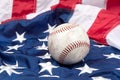 Baseball on American flag Royalty Free Stock Photo