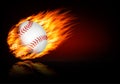 Baseball background with a flaming ball.