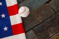 Baseball ball and American flag Royalty Free Stock Photo