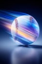 Baseball ball banner with dynamic colorful energetic light trails. Baseball wallpaper Royalty Free Stock Photo