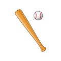 Baseball bat and ball vector illustration, sport equipment design Royalty Free Stock Photo