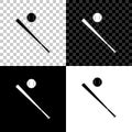 Baseball ball and bat icon isolated on black, white and transparent background. Vector Royalty Free Stock Photo