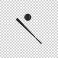 Baseball ball and bat icon isolated on transparent background Royalty Free Stock Photo