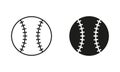 Baseball Ball Black Silhouette and Line Icon Set. Ball for Play Sports Game Solid and Outline Symbol Collection on White Royalty Free Stock Photo