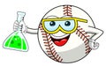 Baseball ball cartoon funny character chemist cruet isolated