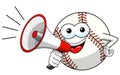 Baseball ball character mascot cartoon speaking megaphone vector isolated
