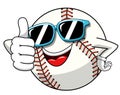 Baseball ball character mascot cartoon sunglasses thumb up gesture vector isolated Royalty Free Stock Photo