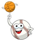 Baseball ball character mascot cartoon vector spinning basketball ball isolated