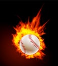 Baseball ball on fire background. Royalty Free Stock Photo