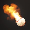 Baseball ball in the fire on black background