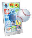 Baseball ball flying out of cell phone Royalty Free Stock Photo