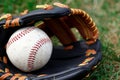 Baseball ball with glove and bat Royalty Free Stock Photo