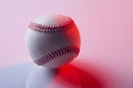 Baseball ball isolated on pinkbackground. Red neon Banner Art concept
