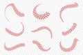 Baseball ball laces or seams set. Baseball stitches with red threads Royalty Free Stock Photo