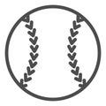 Baseball ball line icon. Sport equipment vector illustration isolated on white. Game outline style design, designed for Royalty Free Stock Photo