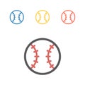 Baseball ball line icon. Vector sport signs for web graphics. Royalty Free Stock Photo