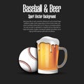 Baseball ball with mug of beer