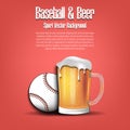 Baseball ball with mug of beer