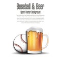 Baseball ball with mug of beer