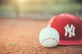 Baseball ball with New York Yankees cap Royalty Free Stock Photo
