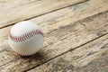 Baseball ball on old rustic wooden backstage Royalty Free Stock Photo