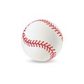 Baseball ball. Realistic sport equipment for game, white leather with red lace stitches 3d softball, athletic Royalty Free Stock Photo