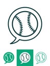 Baseball ball icon set with speech bubble