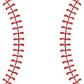 Baseball ball stitches, red lace seam isolated on background. Royalty Free Stock Photo