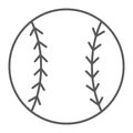 Baseball ball thin line icon, game and sport Royalty Free Stock Photo