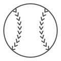 Baseball ball thin line icon. Sport equipment vector illustration isolated on white. Game outline style design, designed Royalty Free Stock Photo
