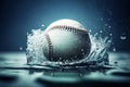 Baseball ball on water. Generative AI.