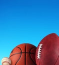 Baseball, Basketball, Football Royalty Free Stock Photo