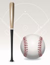 Baseball Bat, Ball, Field Elements Royalty Free Stock Photo