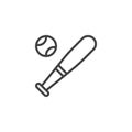 Baseball bat and ball line icon Royalty Free Stock Photo