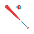 Baseball bat with ball. Vector illustration decorative design