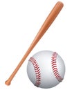 Baseball bat and ball. Vector illustration Royalty Free Stock Photo