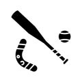 Baseball bat black icon, concept illustration, vector flat symbol, glyph sign. Royalty Free Stock Photo