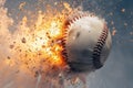 Baseball bat explosion ball. Generate Ai Royalty Free Stock Photo