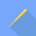 Baseball bat flat icon with long shadow