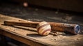 Baseball Bat And Gloves Resting On A Dugout Bench. Generative AI Royalty Free Stock Photo