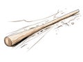 A baseball bat in hand-drawn style
