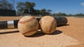 BASEBALL AND BAT ON HOME PLATE Royalty Free Stock Photo